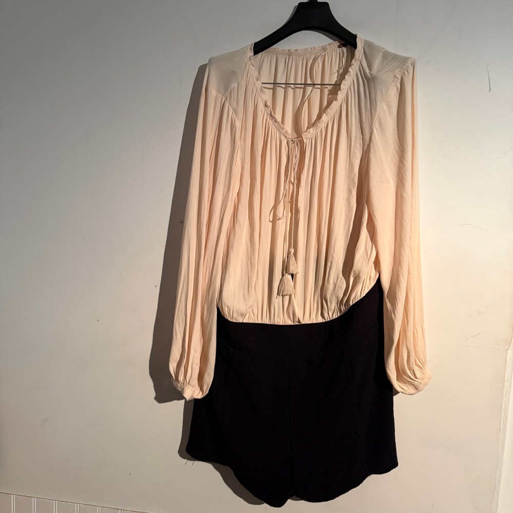 Free People Size 12 Aida Romper Balloon‎ Puff Sleeve Boho Indie